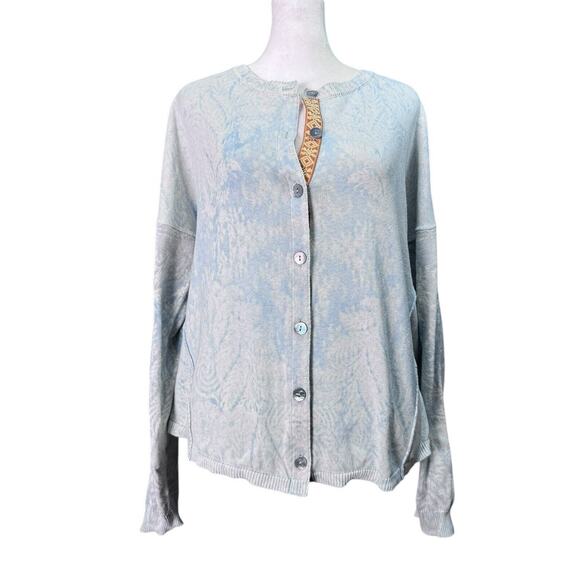 Sundance Womens Blue/White Button Up Silk Blend Cardigan Sweater, Size Large - Picture 1 of 9